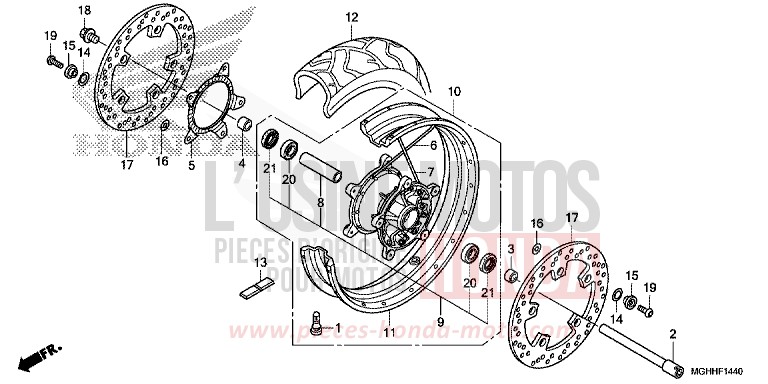 ROUE AVANT von VFR1200X "Crosstourer" DCT CANDY PROMINENCE RED (R342B) von 2017